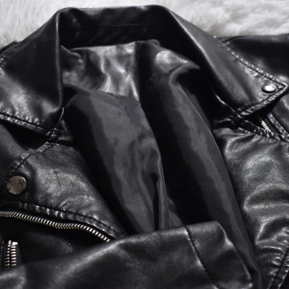 Black Leather Biker Jacket - Picture 3 of 4